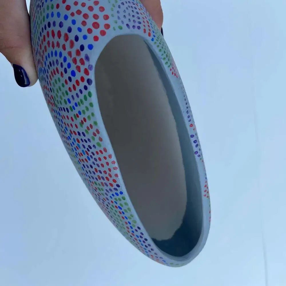Handmade Slim Patterned Colorful Retro Vase